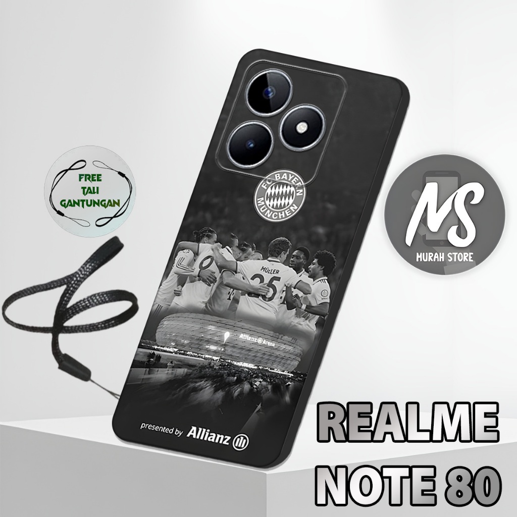 MS51 / Softcase Karet  REALME NOTE 80 + TALI GANTUNGAN HP / Motif Bola / Case Hp REALME NOTE 80 / Si