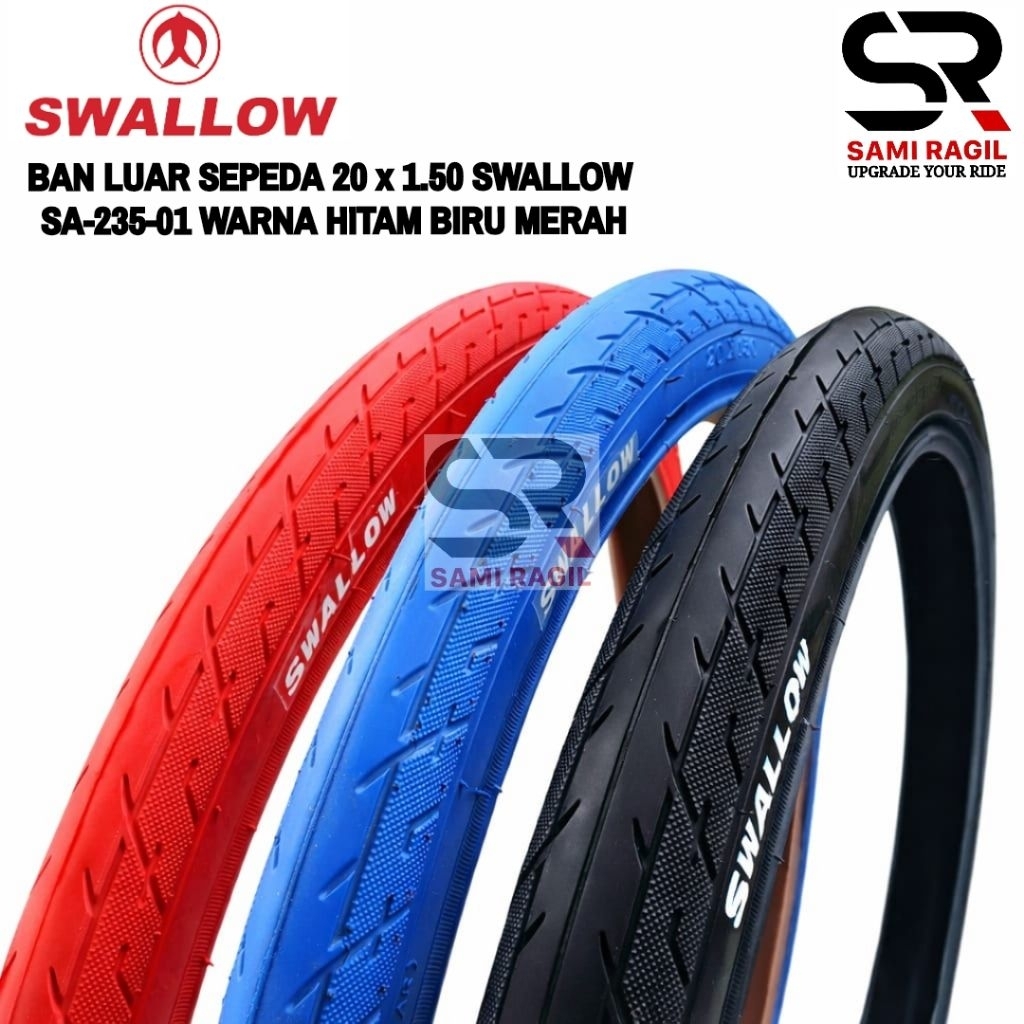 BAN LUAR SEPEDA 20 x 1.50 SWALLOW SA-235-01 WARNA HITAM BIRU MERAH BMX SELI LIPAT MINION FOLDING 20x
