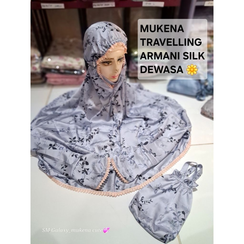mukena ARMANI SILK terusan lajuran traveling