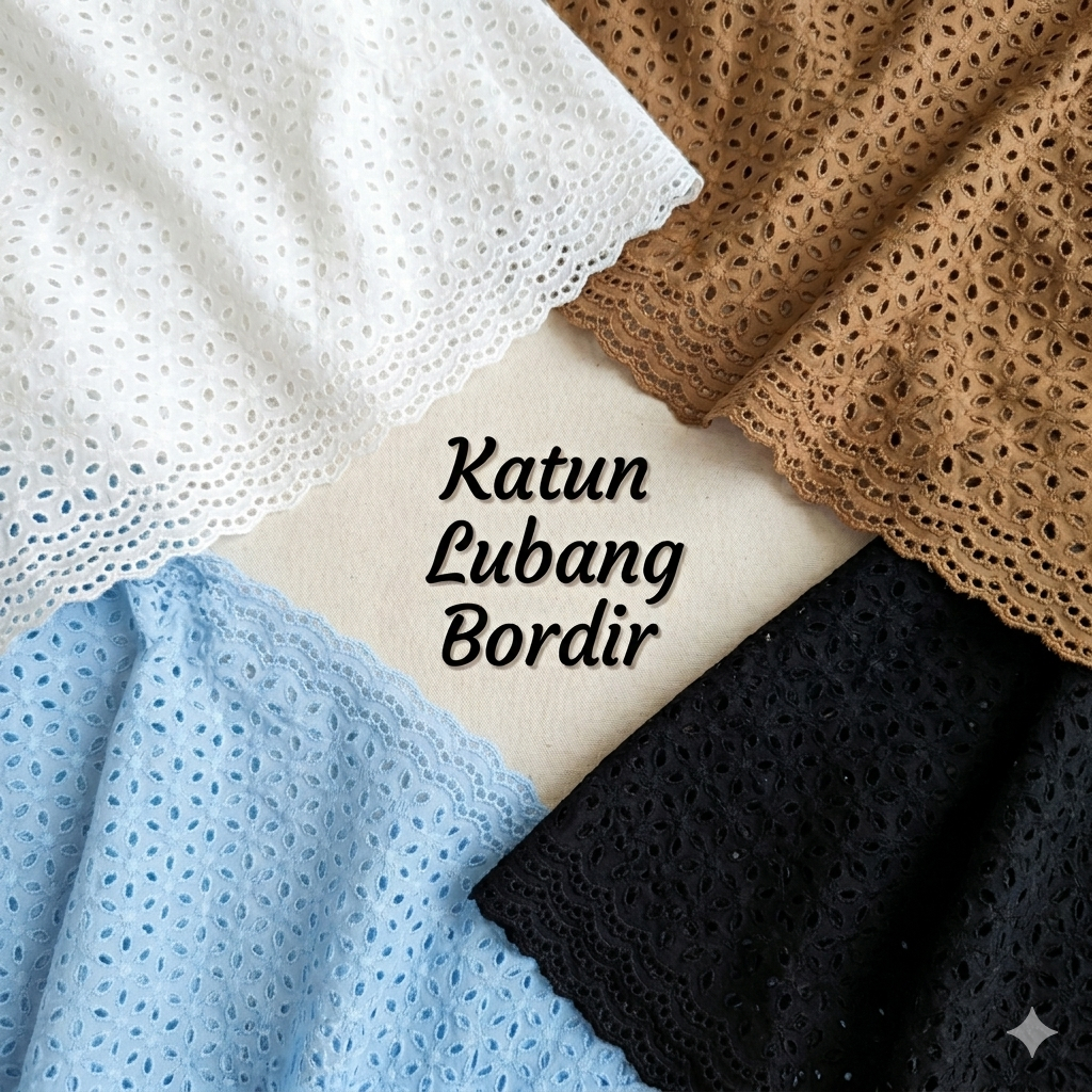 Kain Katun Bordir Lubang / Bolong Premiun Tebal