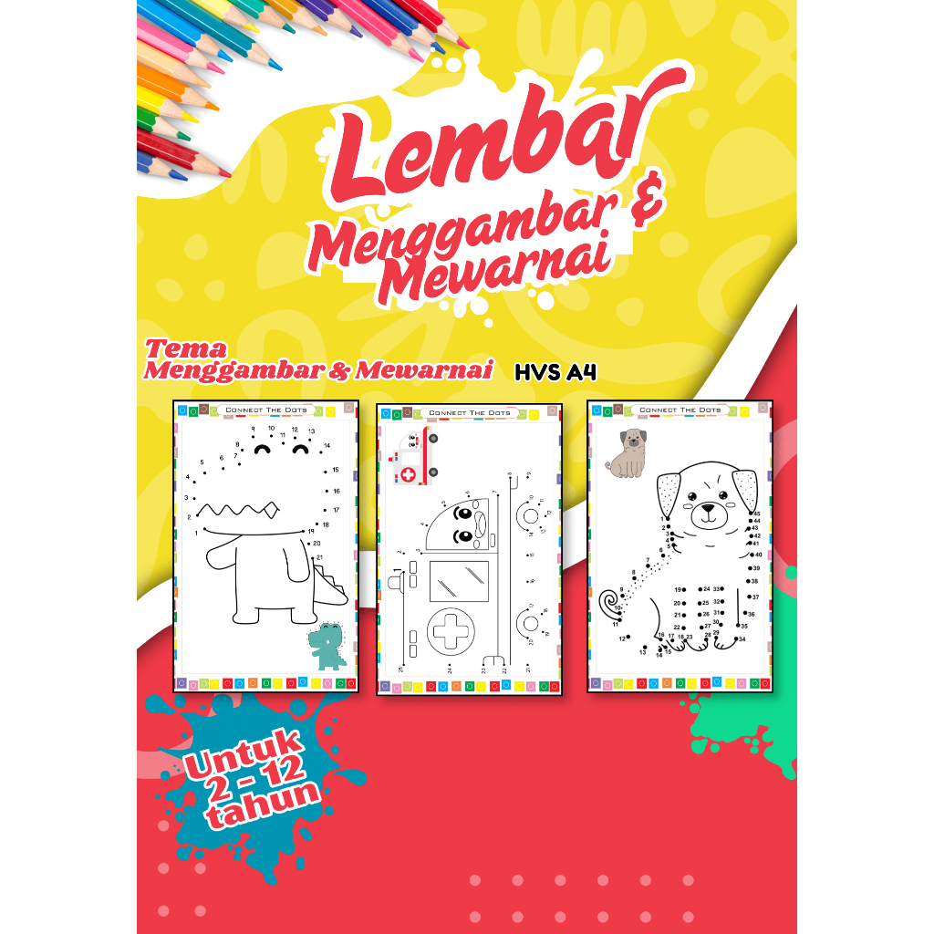 Lembar Mewarnai Anak | Lembar Mewarnai & Menggambar Anak 100 Halaman | Worksheet PAUD TK