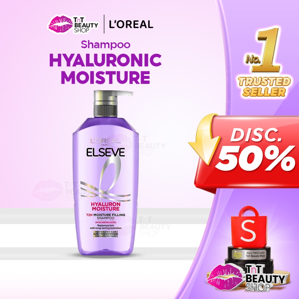 L’Oréal Paris Elseve Hyaluronic Moisture Shampoo 400ml 72Jam Loreal Hyaluronic Acid  TnT Beauty Shop