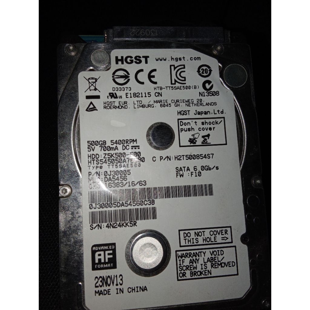 HGST hardisk 2.5 500gb