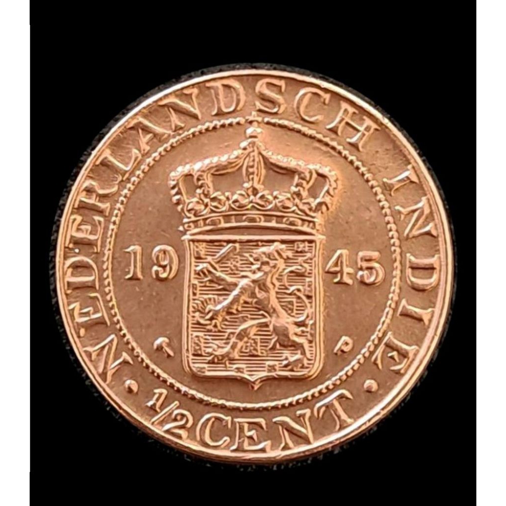 Koin 1/2 Cents Sebesar Kancing Coin jaman belanda Nederlandsch Indie ¹/² Sen 1945 koleksi Uang logam