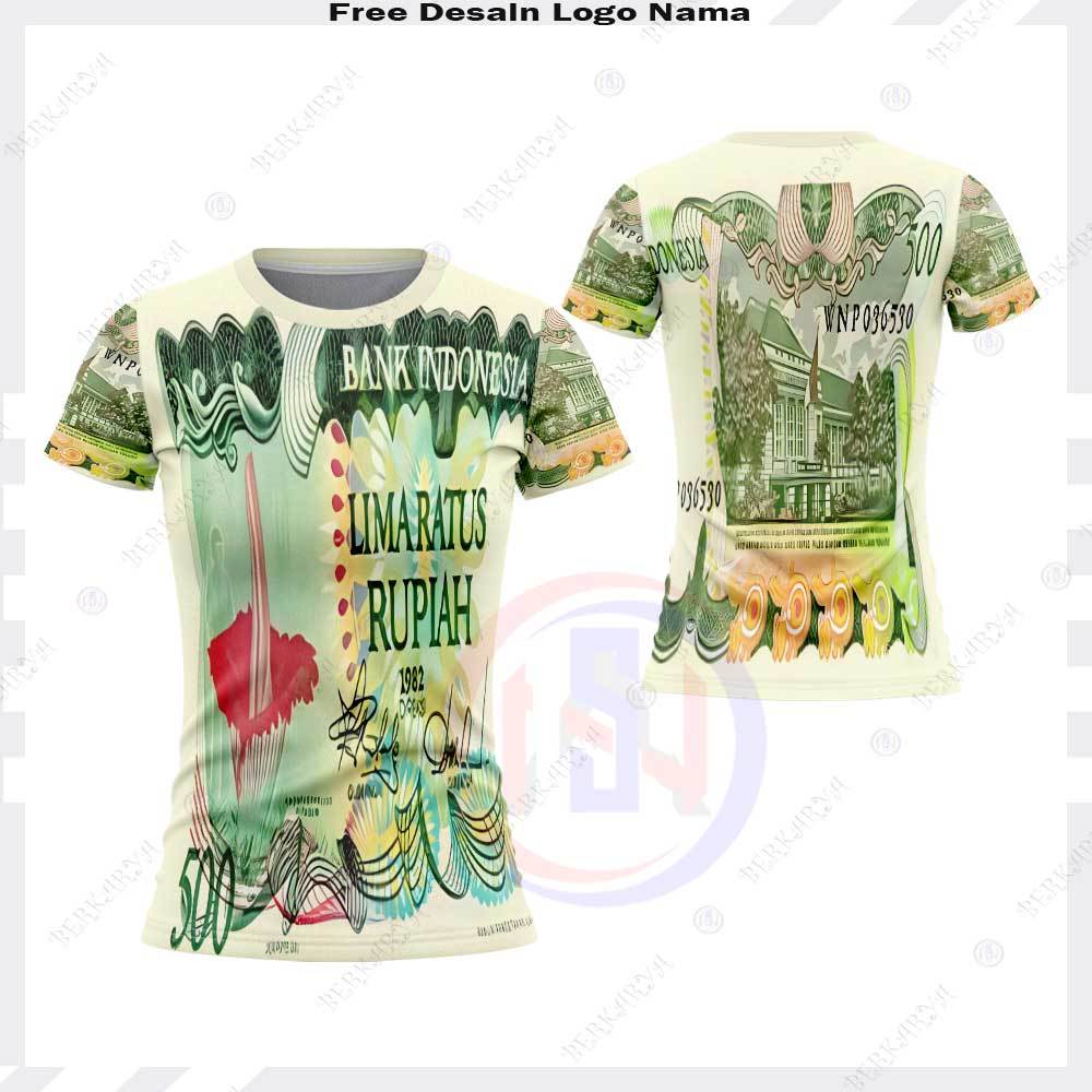 Jersey Uang 500 Jadul tahun 1982 Baju Uang Lima Ratus Rupiah Jadul Fullprint Kaos Unik Uang Jadul