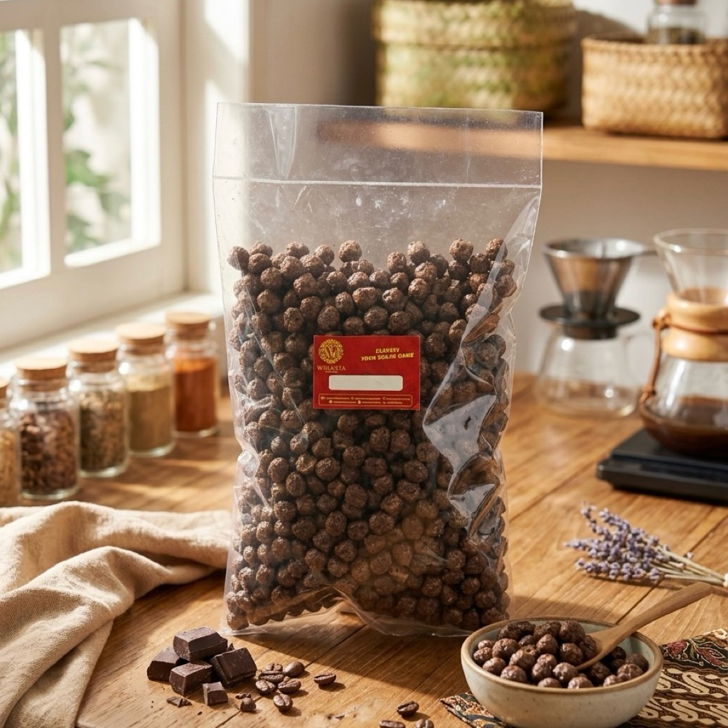 CIKHO BALL snack ball rasa coklat renyah manis camilan snack kiloan 280 gram