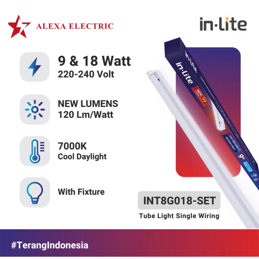 LAMPU TL LED 9watt 18watt + KAP (INT8G018-SET) IN- LITE