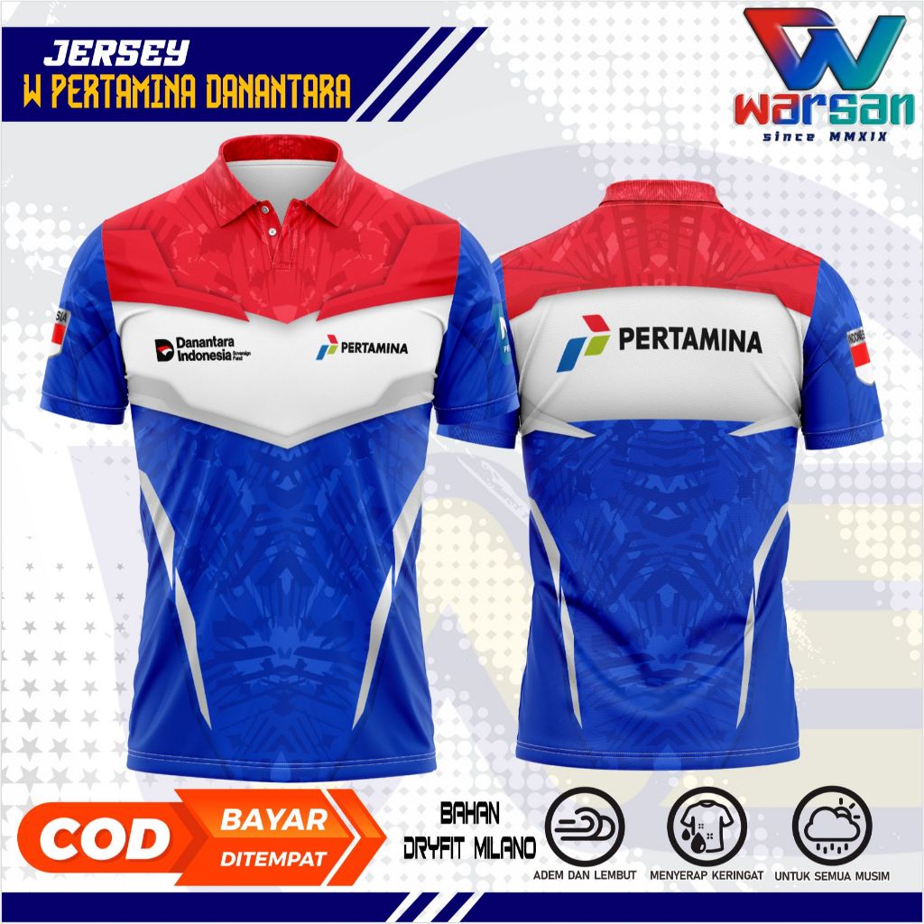 JERSEY WANGKI PERTAMINA DANANTARA FULLPRINTING / KAOS POLO PERTAMINA DRYFIT / JERSEY PERTAMINA