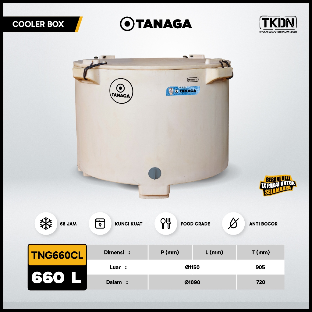 TANAGA Cooler Box 660CL Termos Coolbox Ice Box Es Batu Daging Ikan Pendingin Tahan Lama