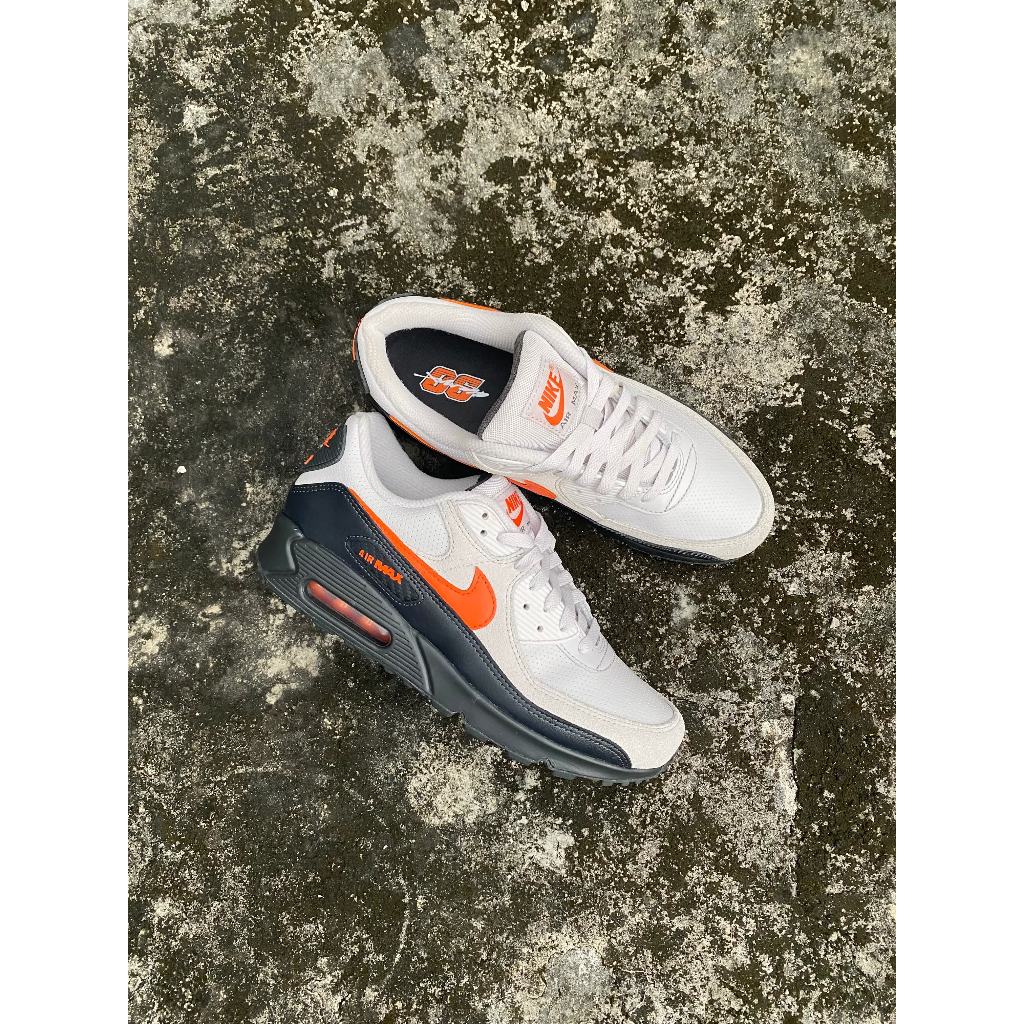 Sepatu Original Resmi Nike Air Max 90s Vast Grey Safety Orange Sneakers Original Pria Wanita Unisex
