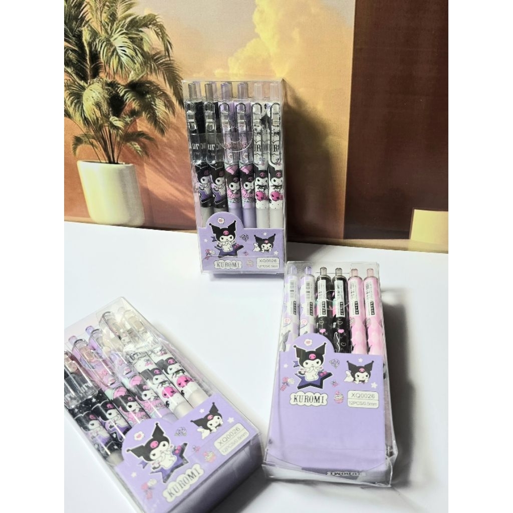 6 pcs Pulpen Kuromi/Kuromi/Pulpen Gel Lucu/Karakter Kuromi