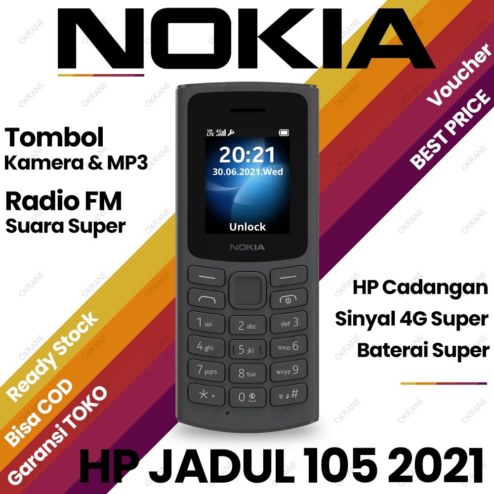 HP Nokia 105 2021 Dual SIM Jadul Klasik Khusus Nelpon Segel Fullset Garansi Toko