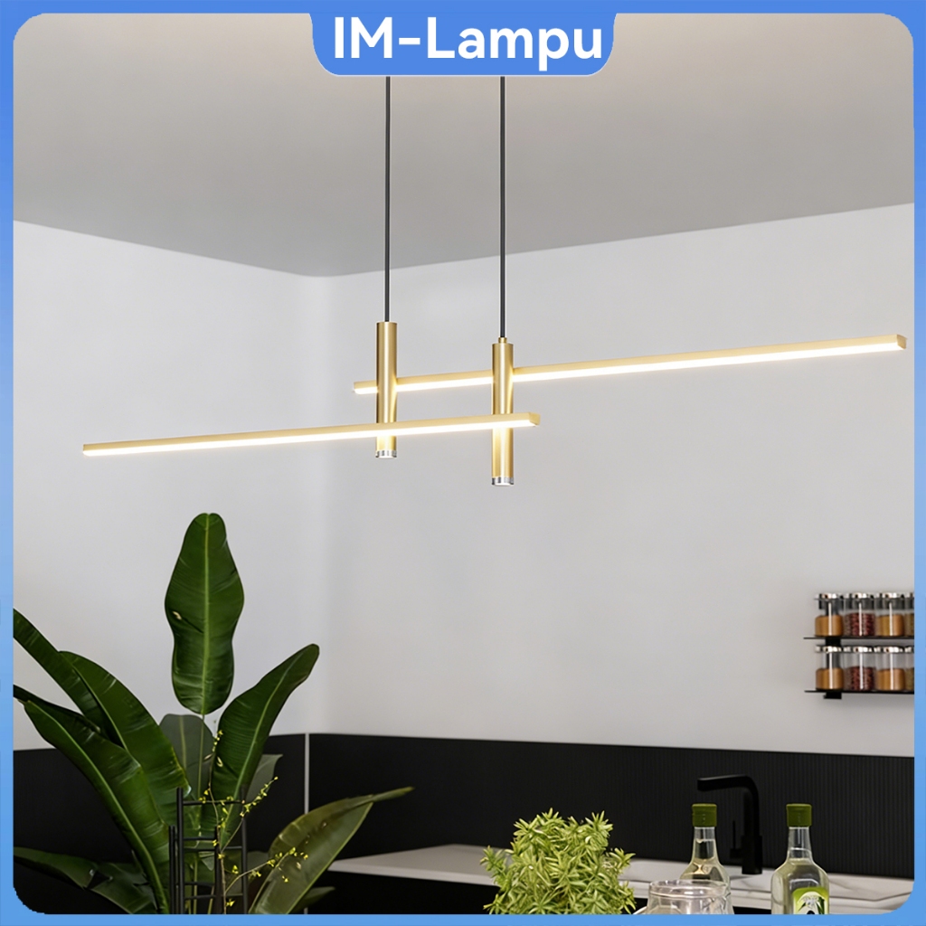 Lampu Gantung LED Minimalis Modern Lampu Hias Meja Makan Dapur Aesthetic Gold Lampu Gantung Ruang Ma