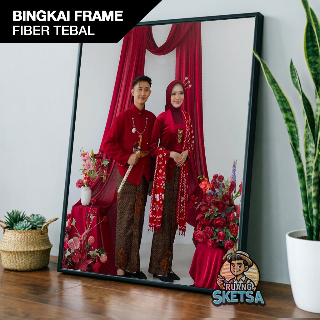 CETAK FOTO BINGKAI BESAR 12R plus Bingkai Fiberblock 30x40 Foto Wedding Pernikahan Keluarga Sahabat 
