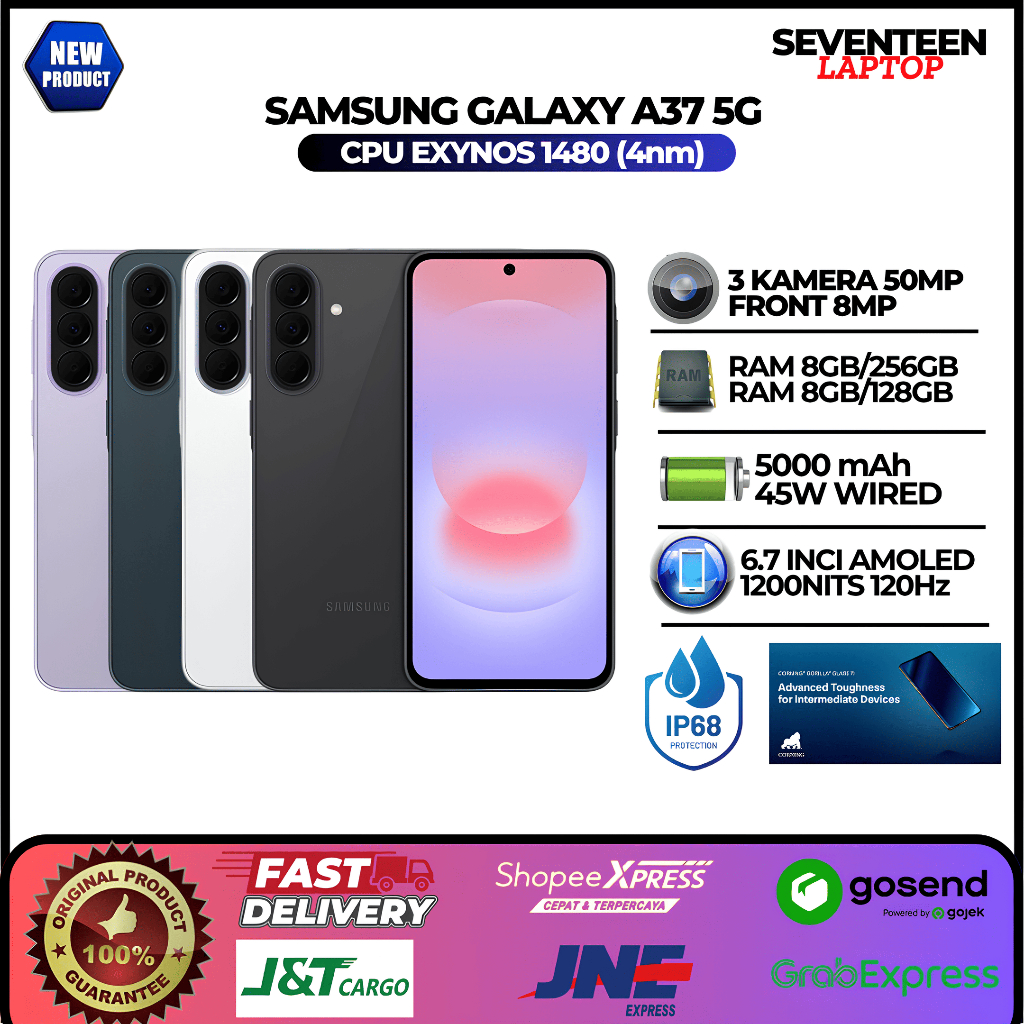 Samsung Galaxy A37 5G RAM 8/128GB | RAM 8/256GB Kamera Jernih 50MP Baterai 5000mAh Garansi Resmi