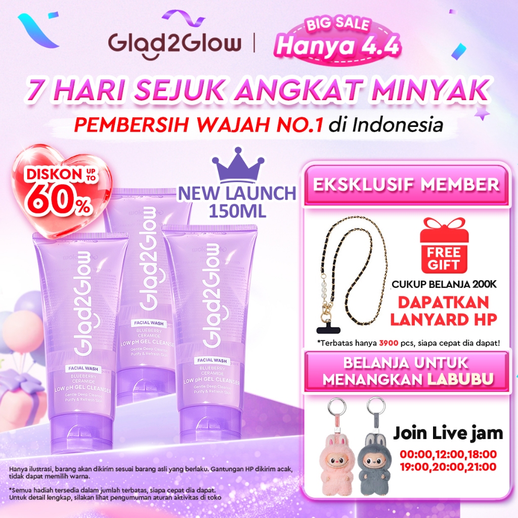 [Big Size]Glad2Glow Blueberry Ceramide Low pH Gel Cleanser 150ml facial wash skincare face wash sabu