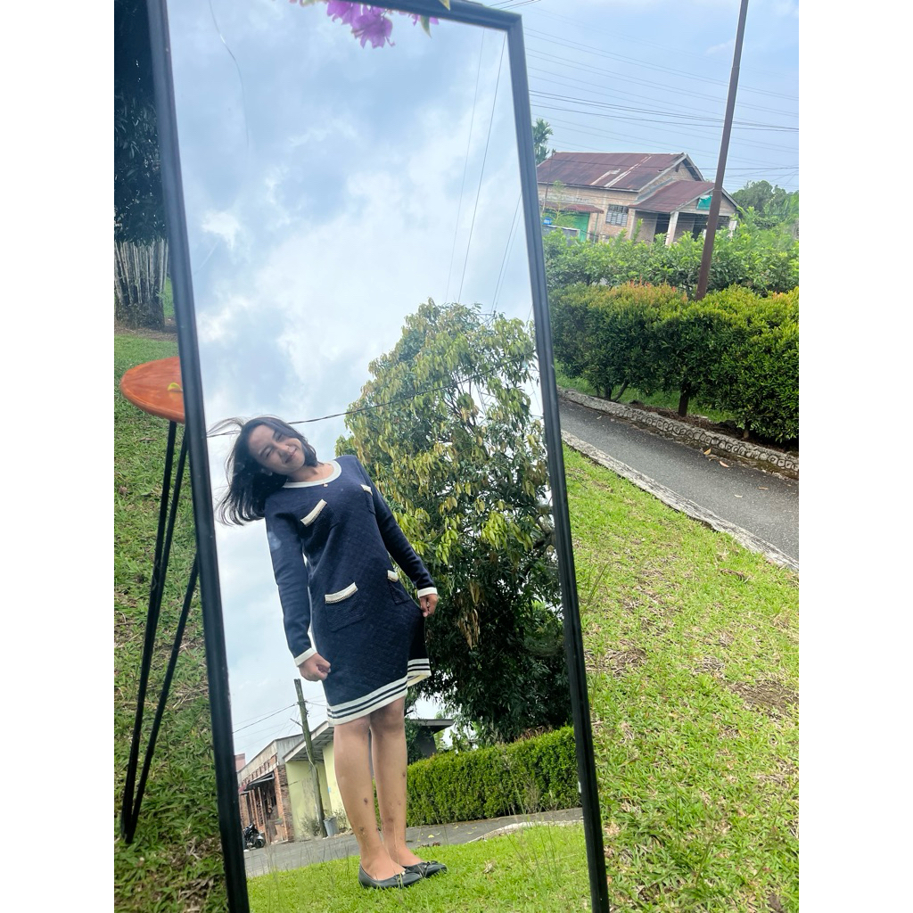 Dress Rajut Navy ( THRIFT)