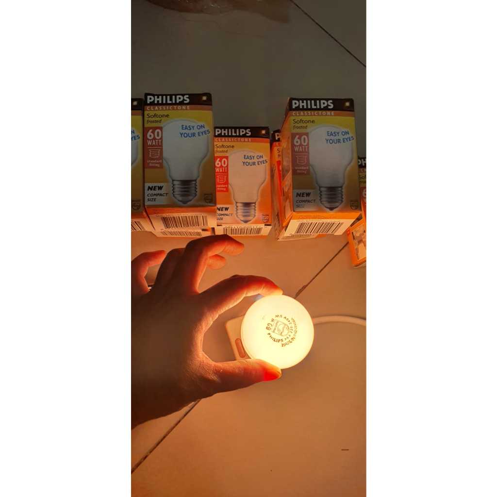 LAMPU PHILIPS SOFTONE 60 WATT CAHAYA KUNING LAMPU PEMANAS