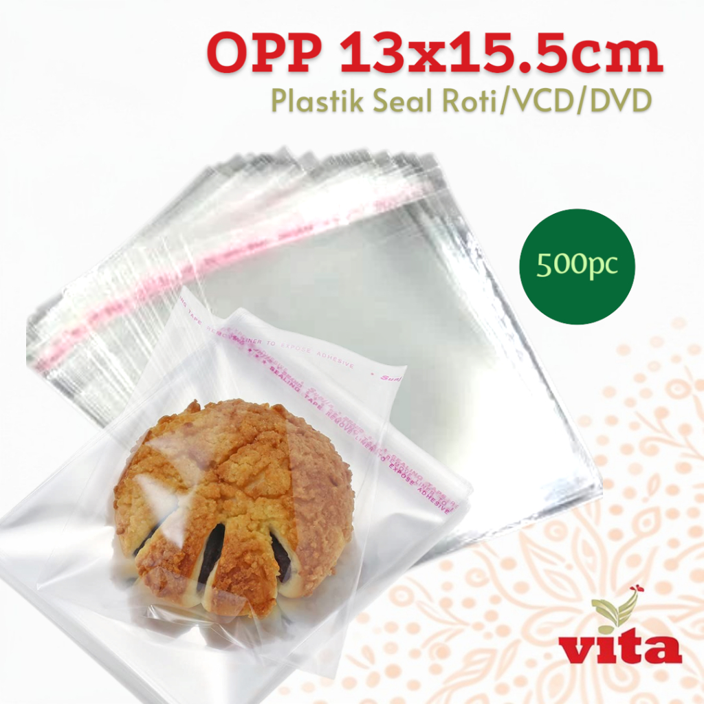 Plastik Cover Roti Kue Seal OPP VCD/DVD 13x15.5 Isi 500 Sheets