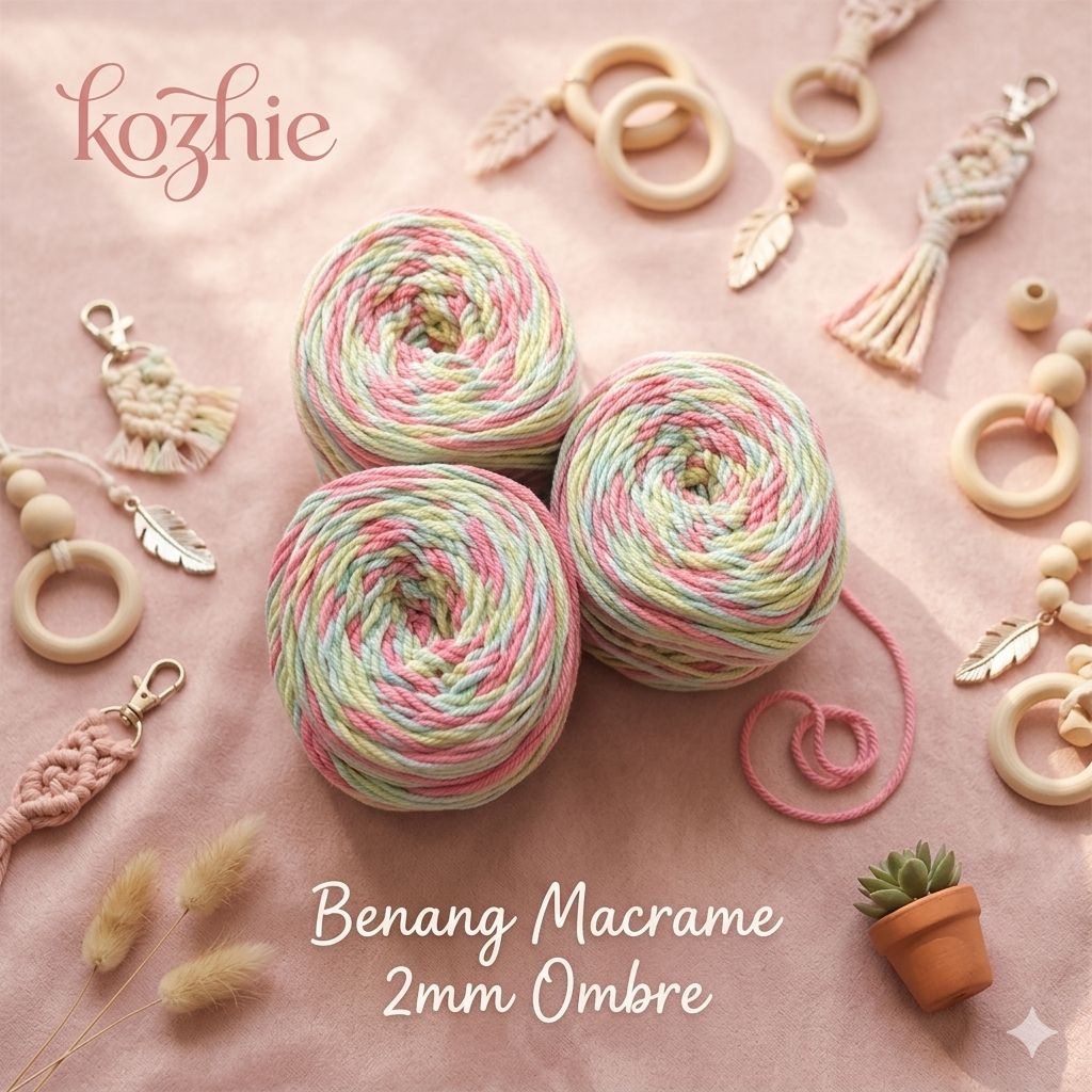 (KOZHIE) 2MM BENANG MACRAME OMBRE / BENANG RAJUT POLYESTER / TALI KATUN MACRAME