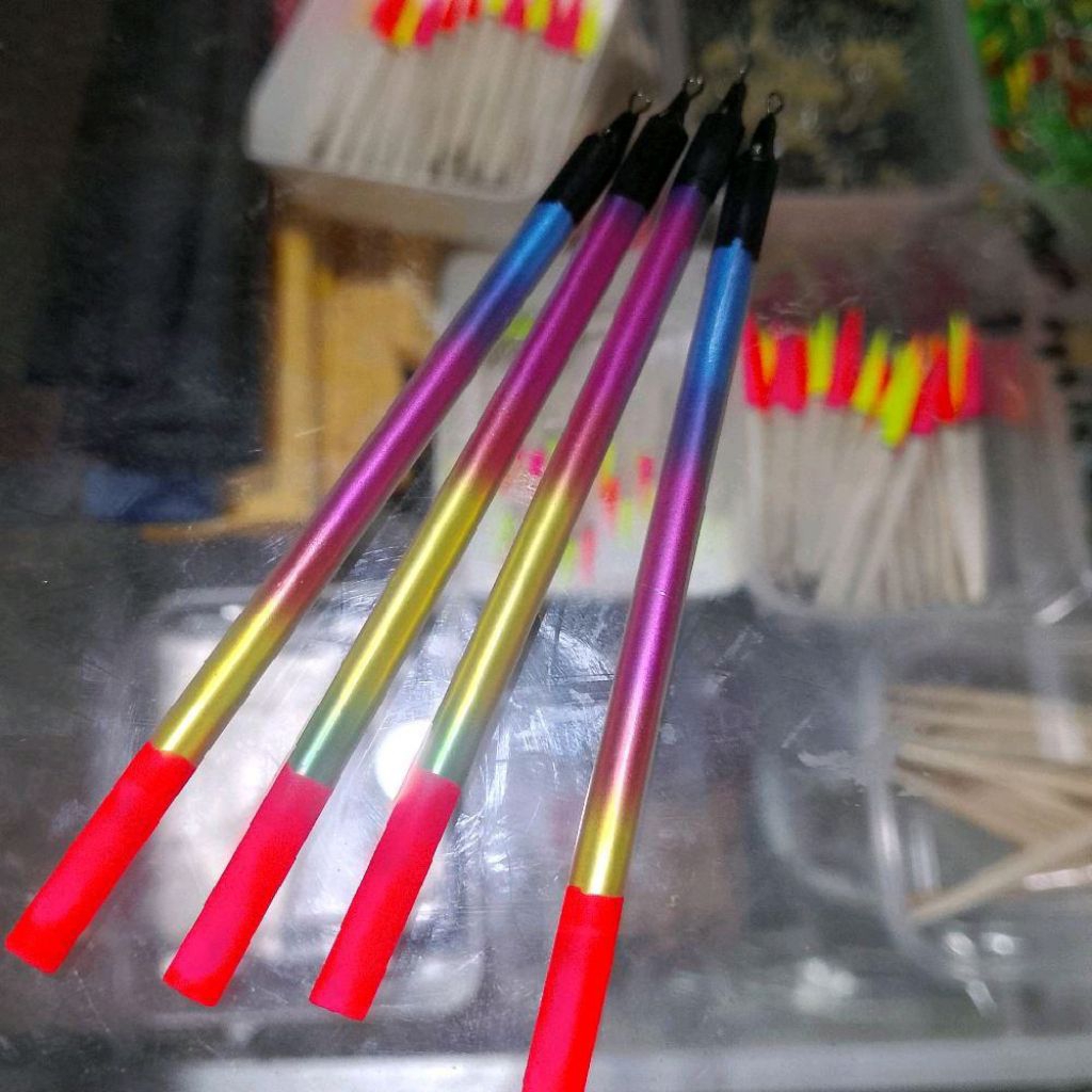 1 biji pelampung pelangi ujung orange pelampung pancing aksesoris pancing ikan