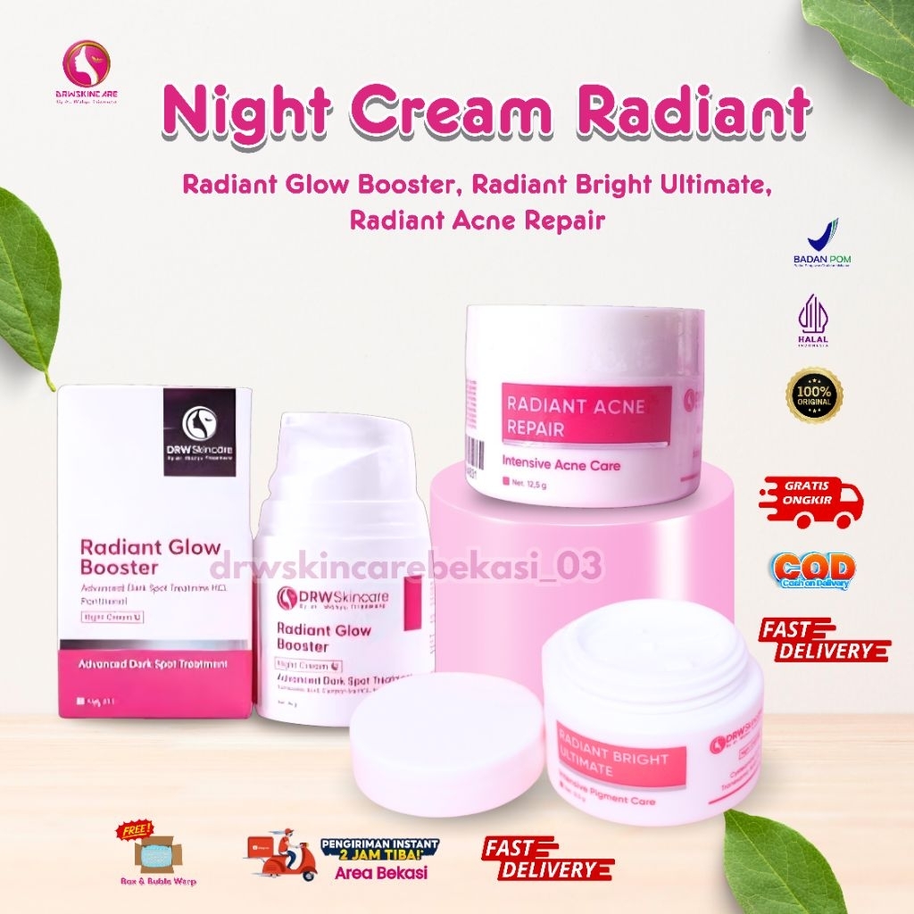 Drw Skincare Night Cream Radiant Bright Ultimate Radiant Glow Boster Radiant Acne Repair Satuan Ecer