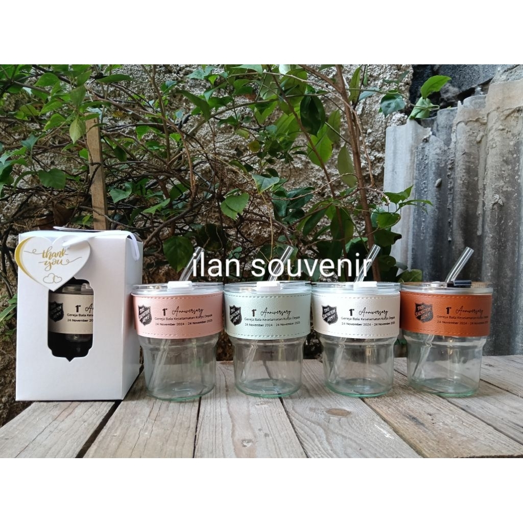 Souvenir Gelas sedotan Custom minimal 50pcs