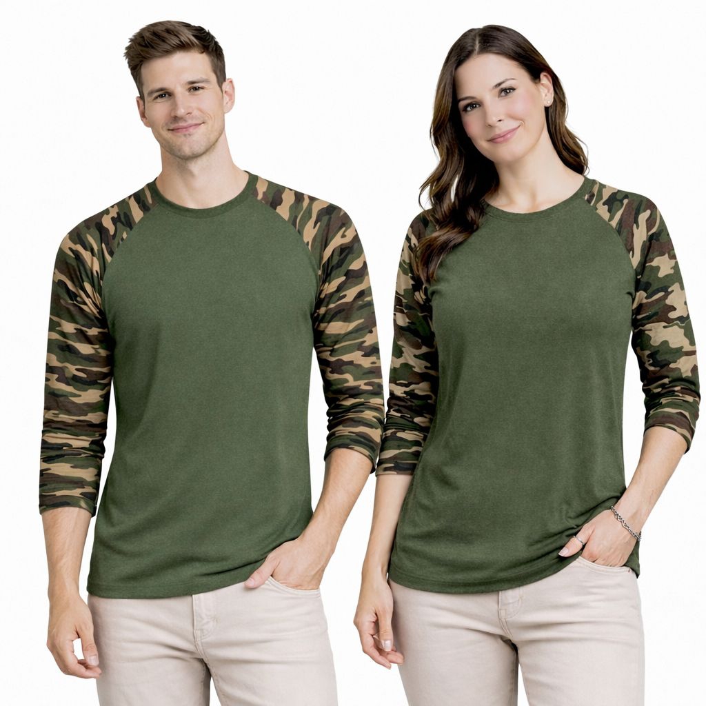 kaos polos reglan army doreng pria wanita 3/4 uk M L XL XXL XXXL/SP