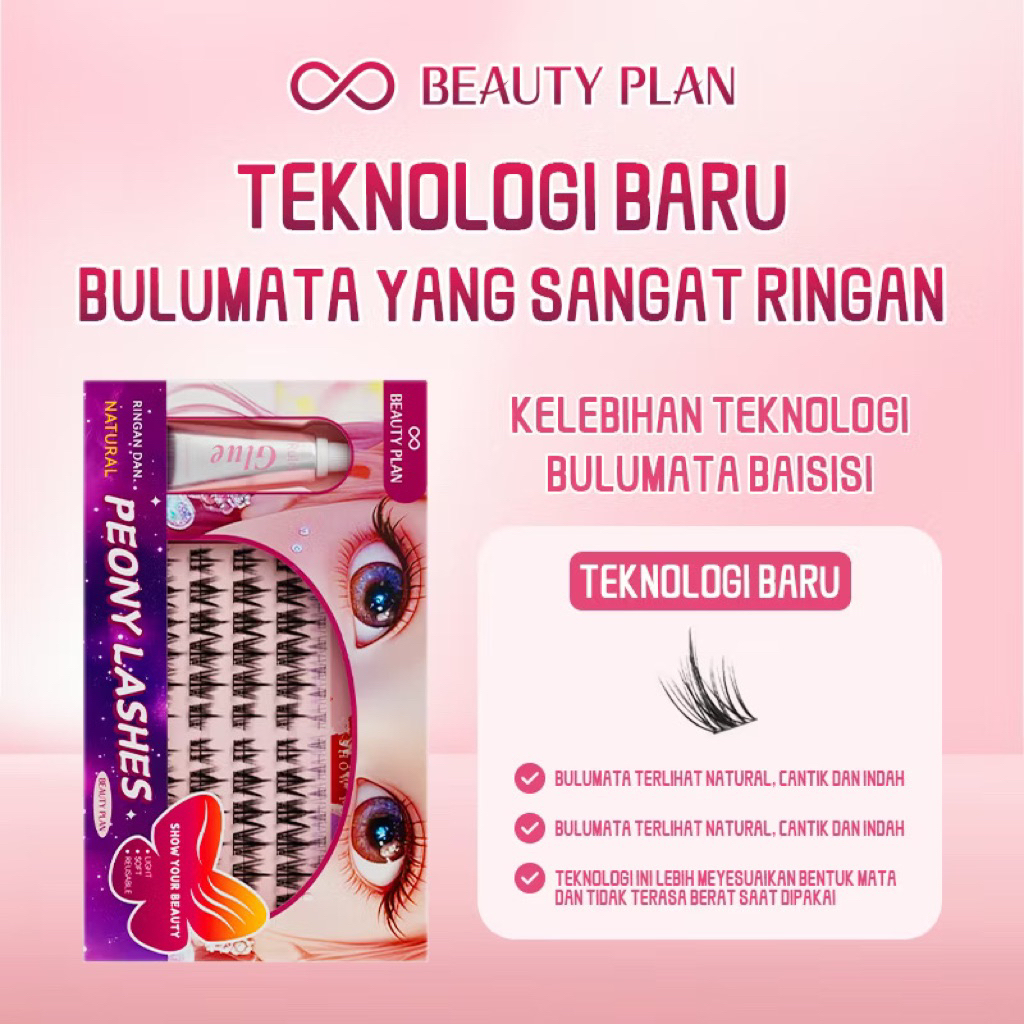 BEAUTY PLAN Bulu Mata Seri Peony Individual Lashes Bulu Mata Palsu Bulu Mata Palsu Super Natural D C