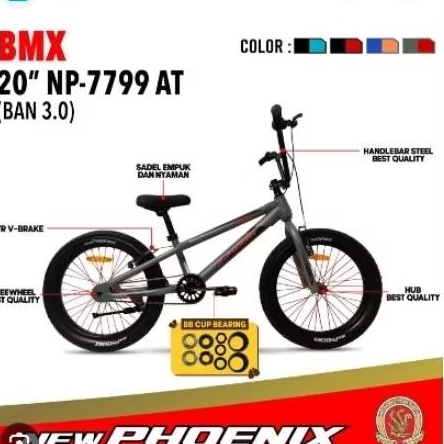 SEPEDA BMX 20 NEW PHOENIX 7799/ 7722 AT RUJI WARNA BAN BESAR 3.0