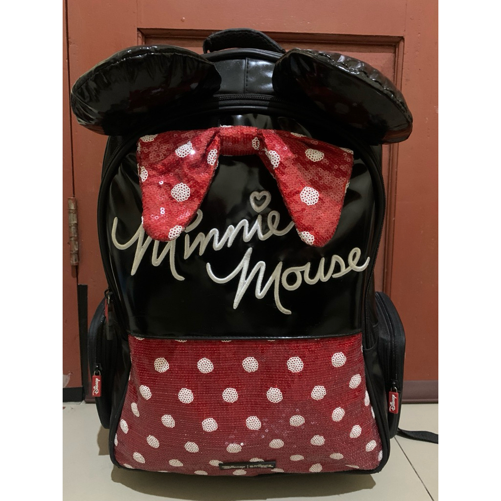 PRELOVED Tas Trolley Smiggle Anak SD dengan Roda Lampu dan Desain Karakter