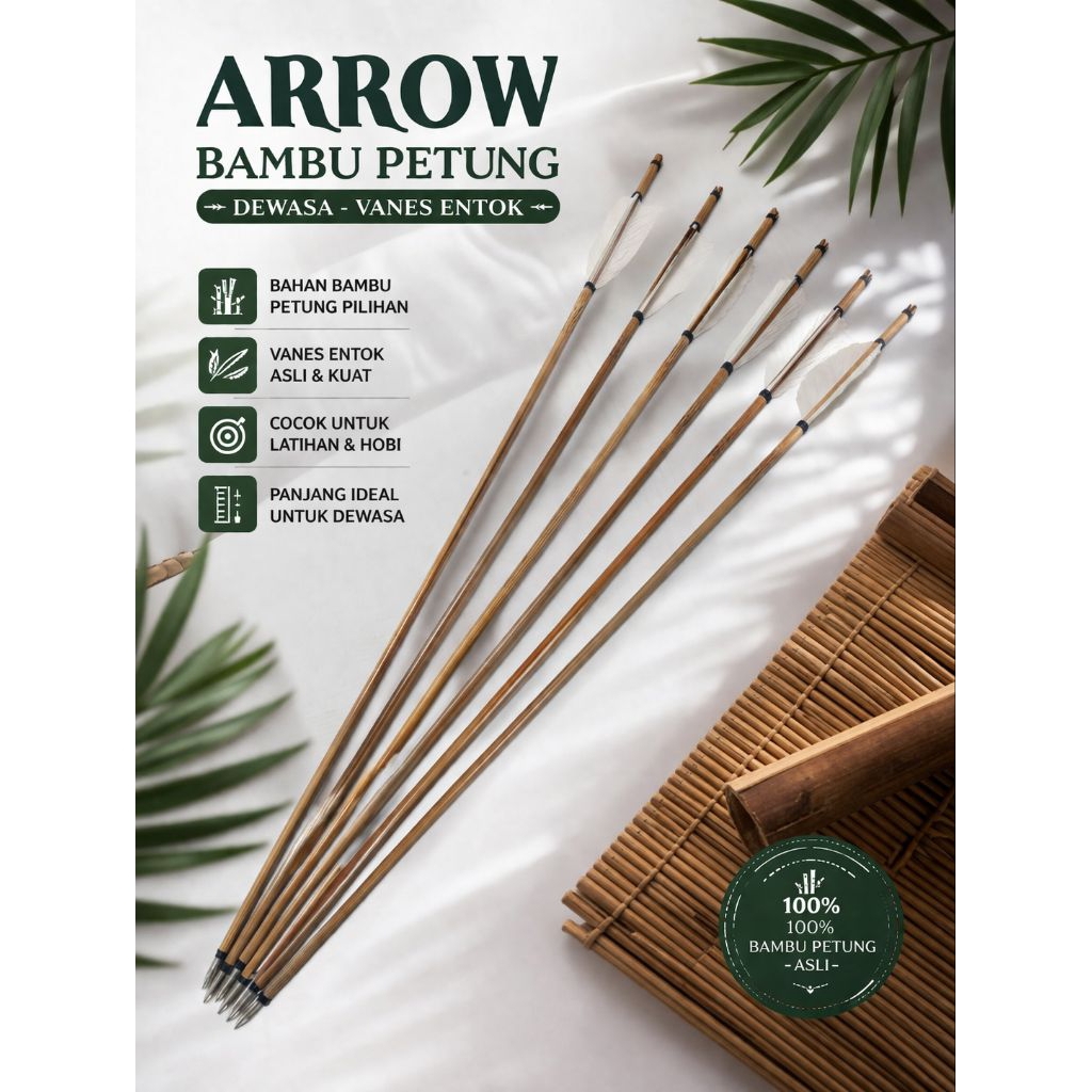 Arrow Dewasa Bambu Petung Vanes Entok / 6 Pcs