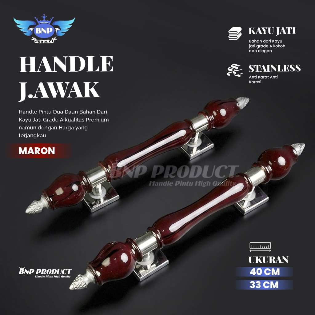 Handle pintu minimalis stainless kombinasi kayu 40cm/gagang pintu rumah, tarikan pintu