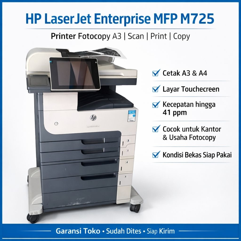 HP LaserJet Enterprise MFP M725 A3 Printer Fotocopy | Print Scan Copy | Mesin Fotocopy Kantor Bekas 
