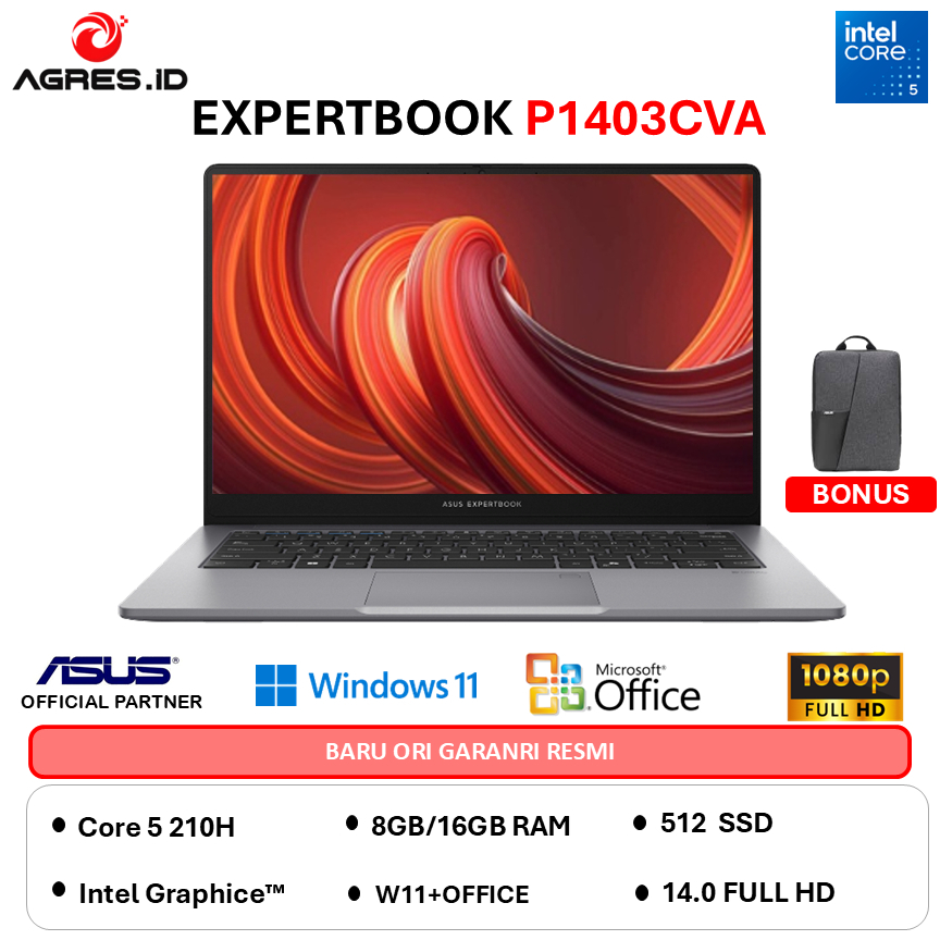 ASUS EXPERTBOOK P1403CVA INTEL CORE 5 210H - RAM 16GB 512GB W11+OHS+ 14.0FHD-S65852WS