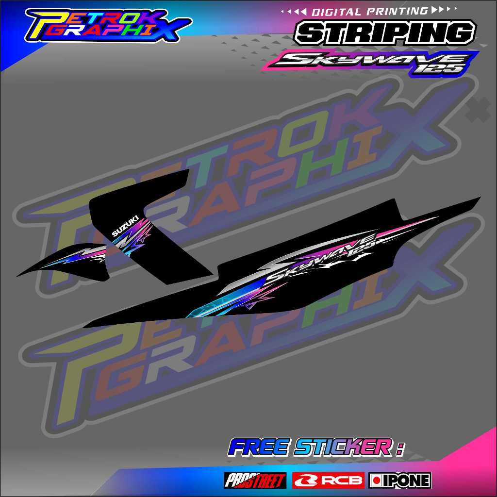 STRIPING VARIASI SUZUKI SKYWAVE 125 / STICKER LIST VARIASI MOTOR SKYWAVE 125