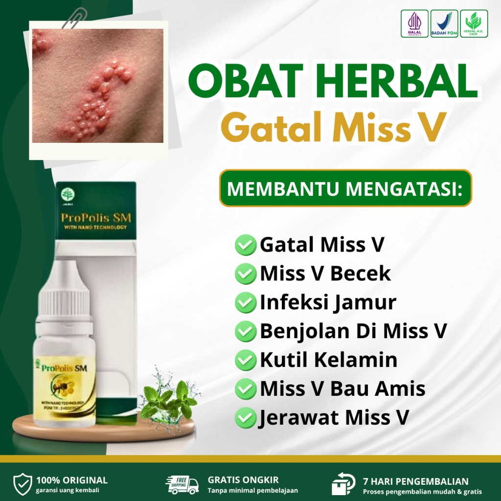 Propolis SM Obat Penghilang Gatal Miss V, Miss V Becek, Infeksi Jamur, Benjolan Di Miss V, Kutil Kel