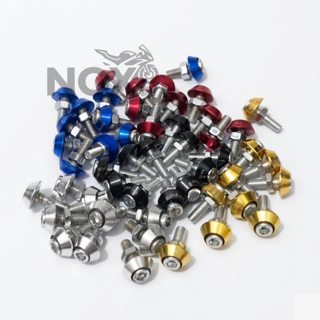 Baut Posh Variasi Monel L10 + Ring Baut Plat Nomor Motor Universal 1PCS Baut L Stainless Anti Karat 