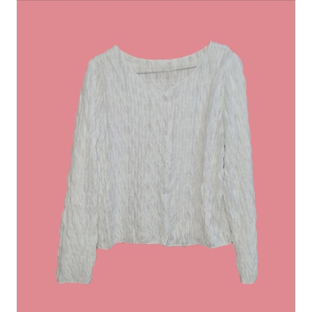 preloved cardigan texture white!!