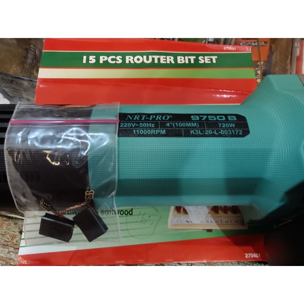 Carbon brush cb areng brostel sparepart original NRT PRO gerinda 9750B / 9750D hijau tosca perpasang