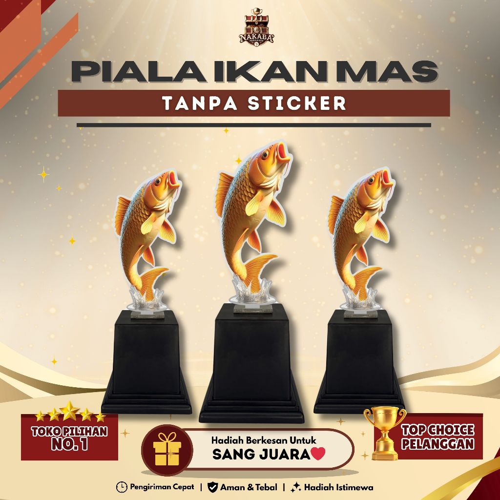 Piala Akrilik Penghargaan & Kejuaraan Memancing Motif Ikan Mas| Hadiah | Liga | Kontes | Turnamen
