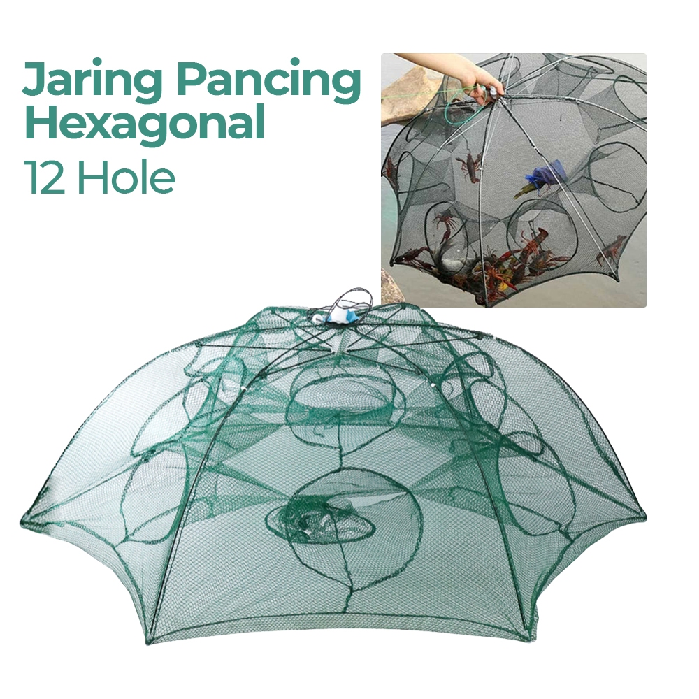 Jaring Pancing Perangkap Bubu Ikan Hexagonal Fishing Net Trap 12 Hole // Bubu Payung 12 Lubang
