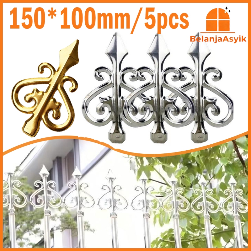 10x15cm Tombak Pagar Besi Ornamen Pagar Stainless Bunga Sambung Stainless 201 Serampang Aksesoris Or