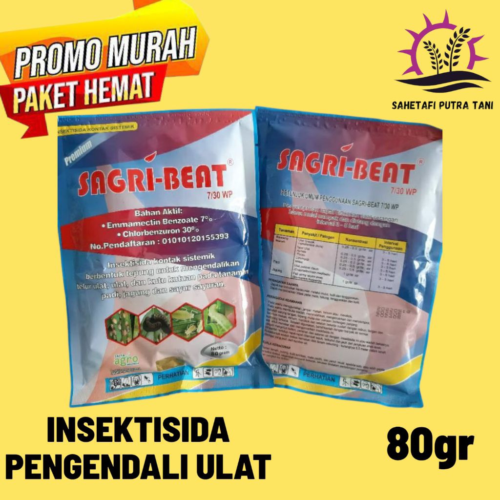 Sagri beat 7/30 WP isi 80 gram obat pengendali hama ulat dan hama kutu