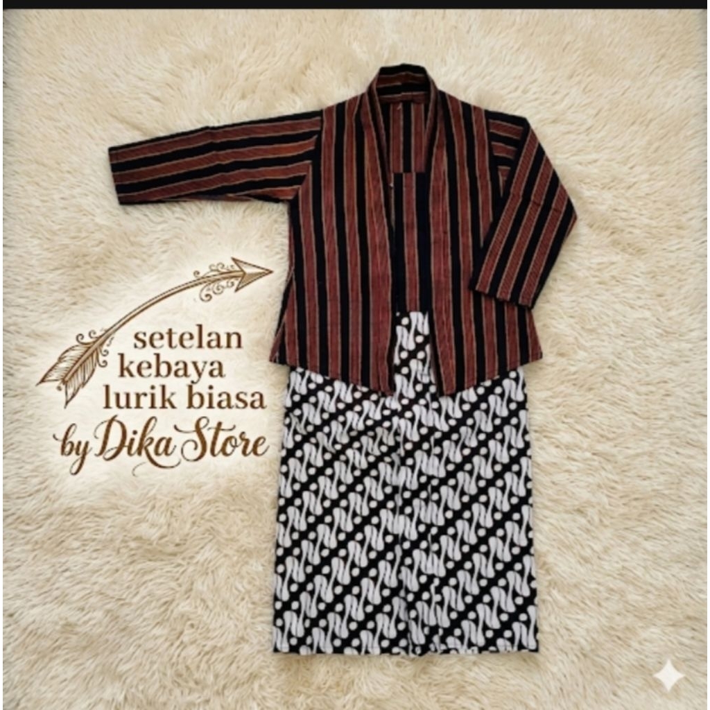 Setelan baju kebaya lurik anak perempuan //baju adat anak perempuan //kebaya lurik +rok batik putih