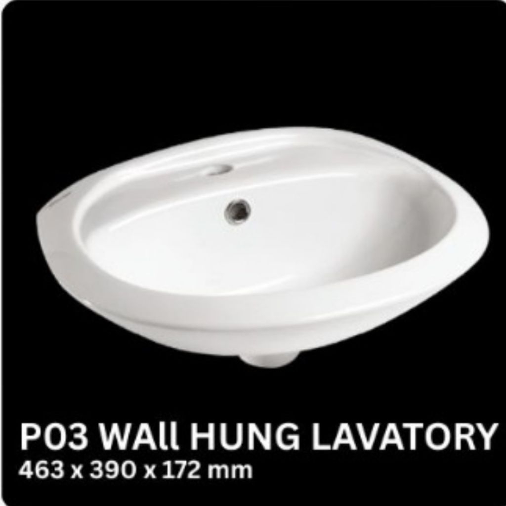 Wastafel Renovo P03 Putih Set/Wastafel Cuci Tangan