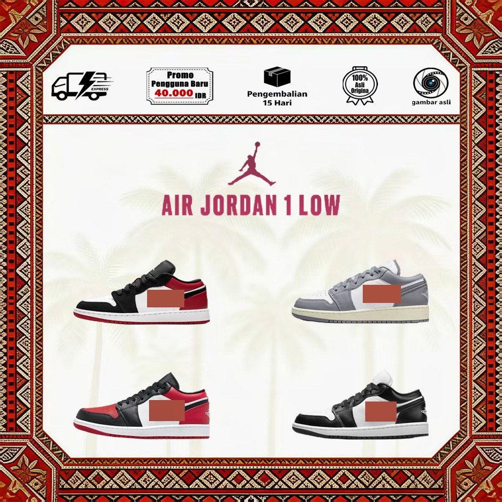 Sepatu Alr Jordan 1 Low AJ1 Original 100% BNIB - Sneakers Kasual Pria Wanita Ukuran Lengkap - COD