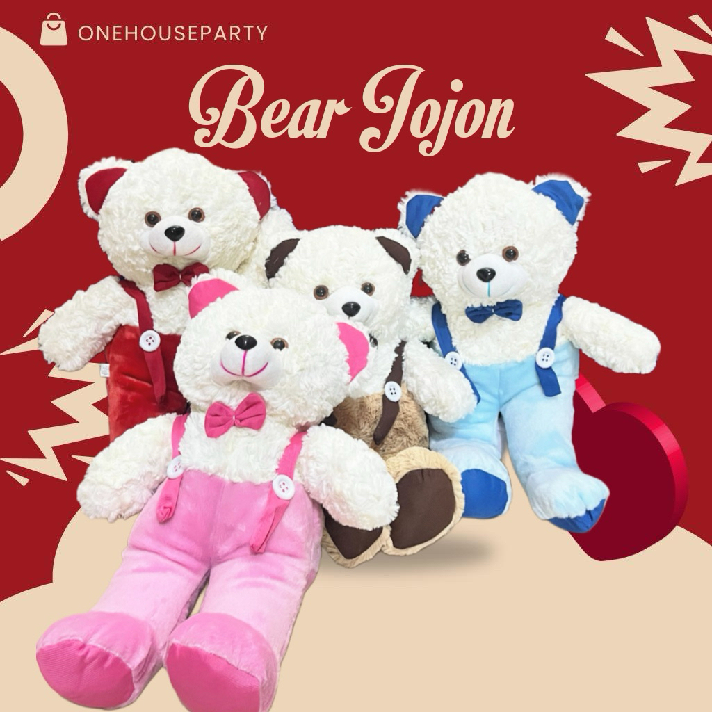Boneka beruang berdiri baju jojon lucu boneka teddy bear mawar one house party