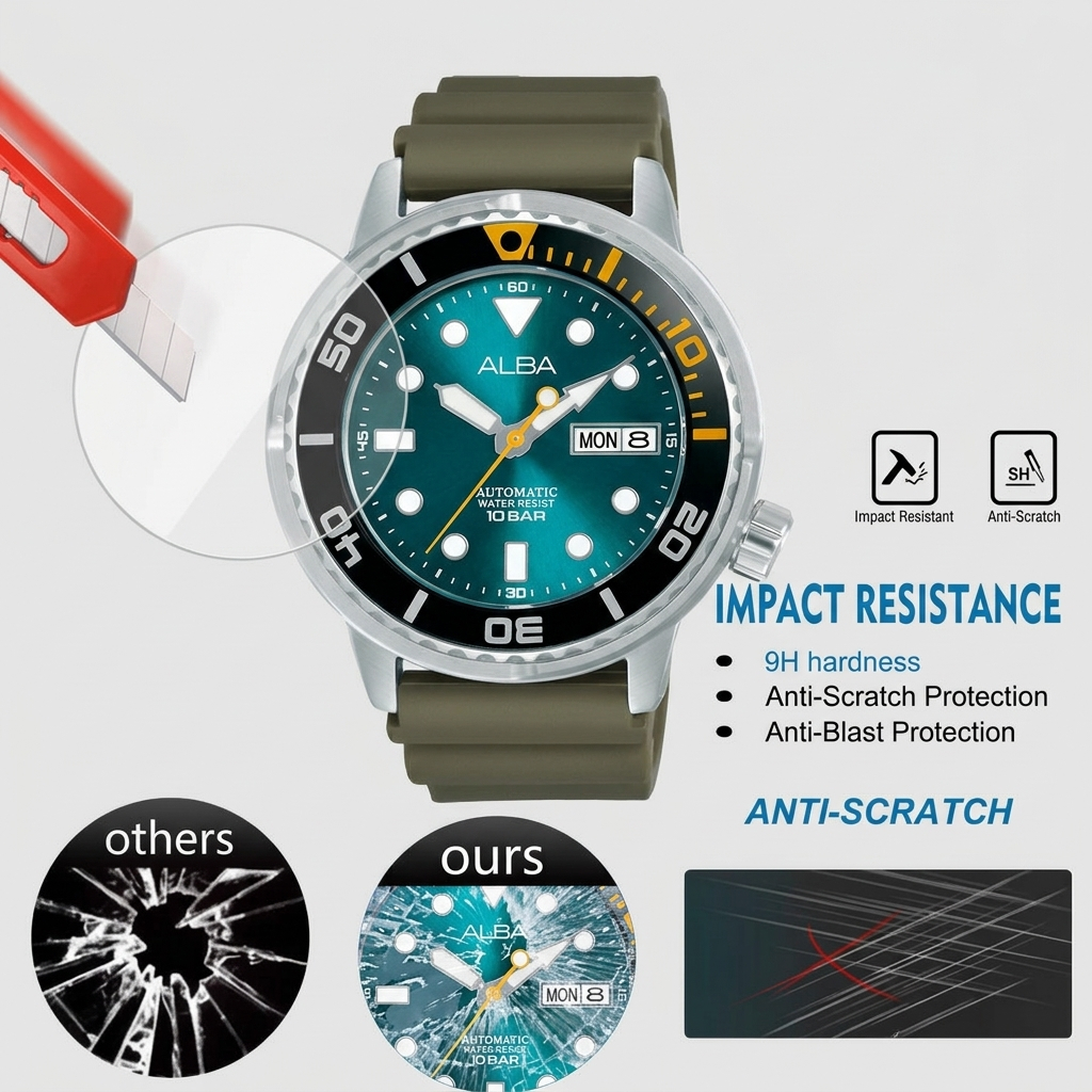 tempered glass untuk ALBA Mechanical AL4249X1 AL4249 AL-4249 AL 4249 TG anti gores jam tangan pelind
