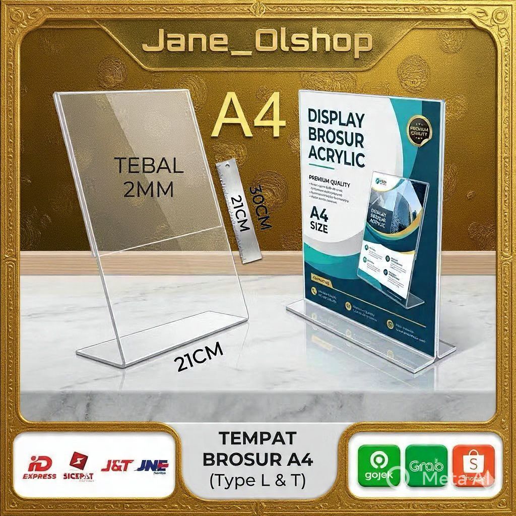 Tempat brosur Akrilik  A4-A5-A6 / Tent card Akrilik / Tent holder Akrilik /Akrilik QRist barcode / S